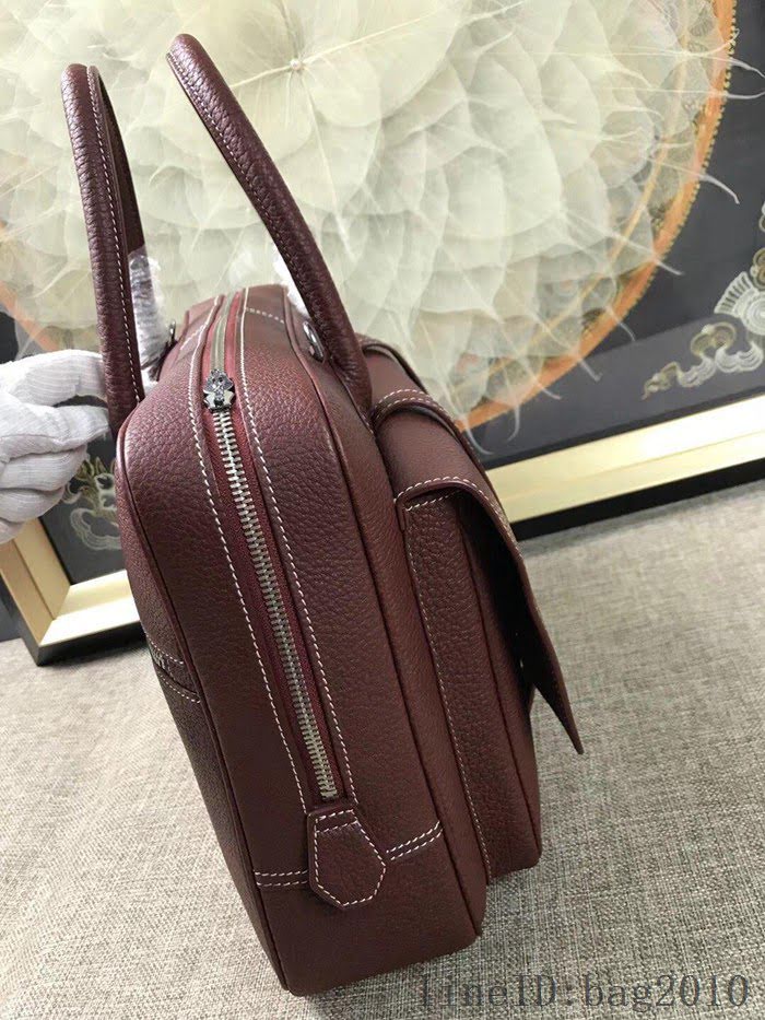 愛馬仕HERMES H家 郵差包 男女插袋款 超大容量 進口原廠皮 棗紅色 可手提斜挎 出差必備單品  tdher1360